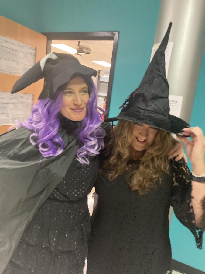 English+teacher+Amy+Baldyga+and+special+education+teacher+Kristin+Clisham-Fowler+dressed+as+witches+on+Halloween.
