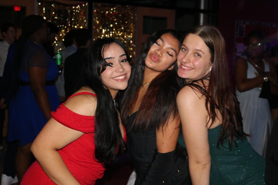 (L to R) Mia Rodriguez ‘23, Mia Perez ‘24, and Albiona Teqolli ‘23 pose for the picture.