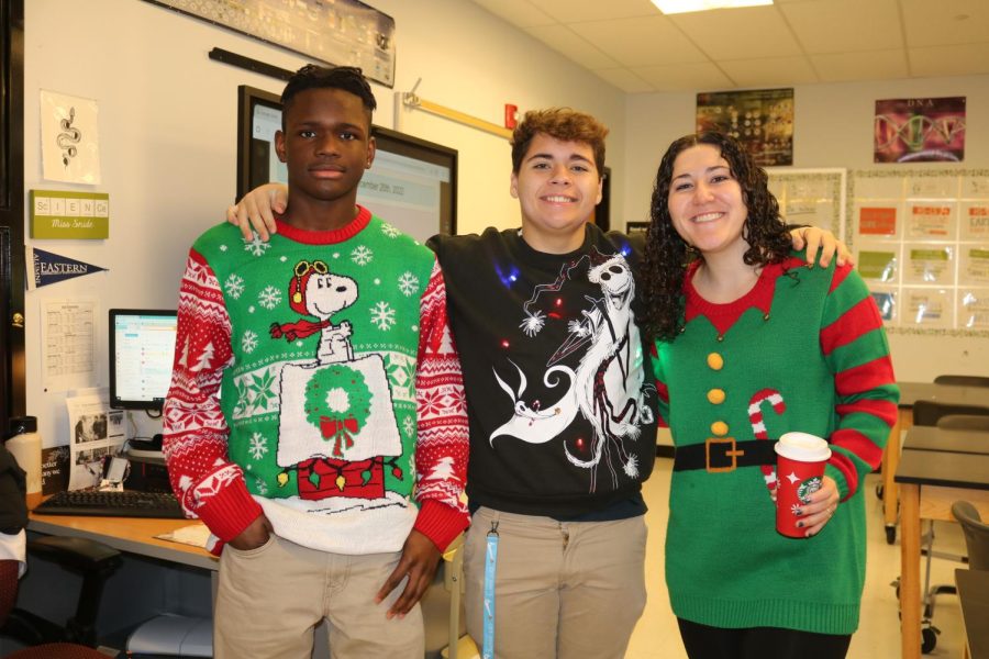 Students+and+teachers+participated+in+spirit+week+activities+such+as+wearing+an+ugly+sweater+or+a+jersey.