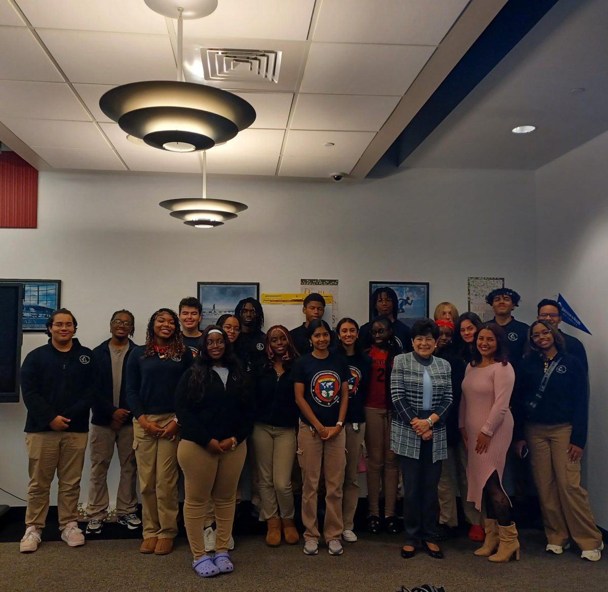 Dr. Toro from Central Connecticut State University pictured with the Spanish Honor Society. 