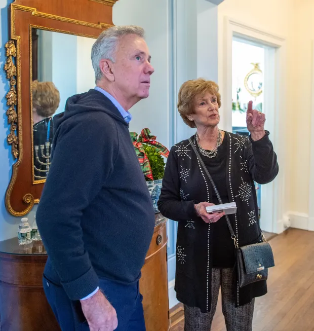 Governor Ned Lamont pictured with the  late former Governor M. Jodi Rell at the Governor's Residence in December 2023.