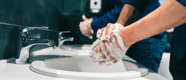 Washing hands is a good way to reduce the spread of germs. 