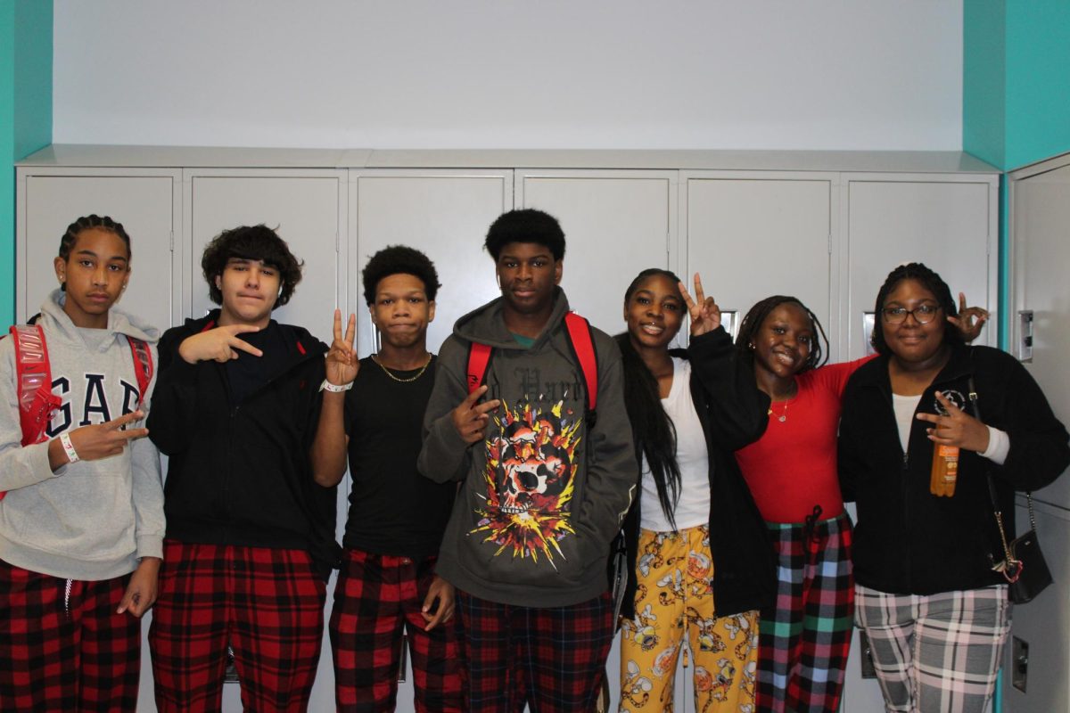 UHSSE students pictured on pajama day.